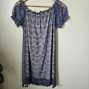 EUC LIKE NEW MASON & BELLE BLUE CHANTILLY LACE SHORT DRESS SIZE M